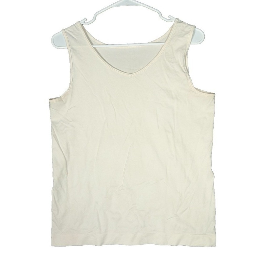 Chicos Womens Ivory/Cream Stretch V Neck Sleeveless Tank Cami Sz 2 (US L-12)